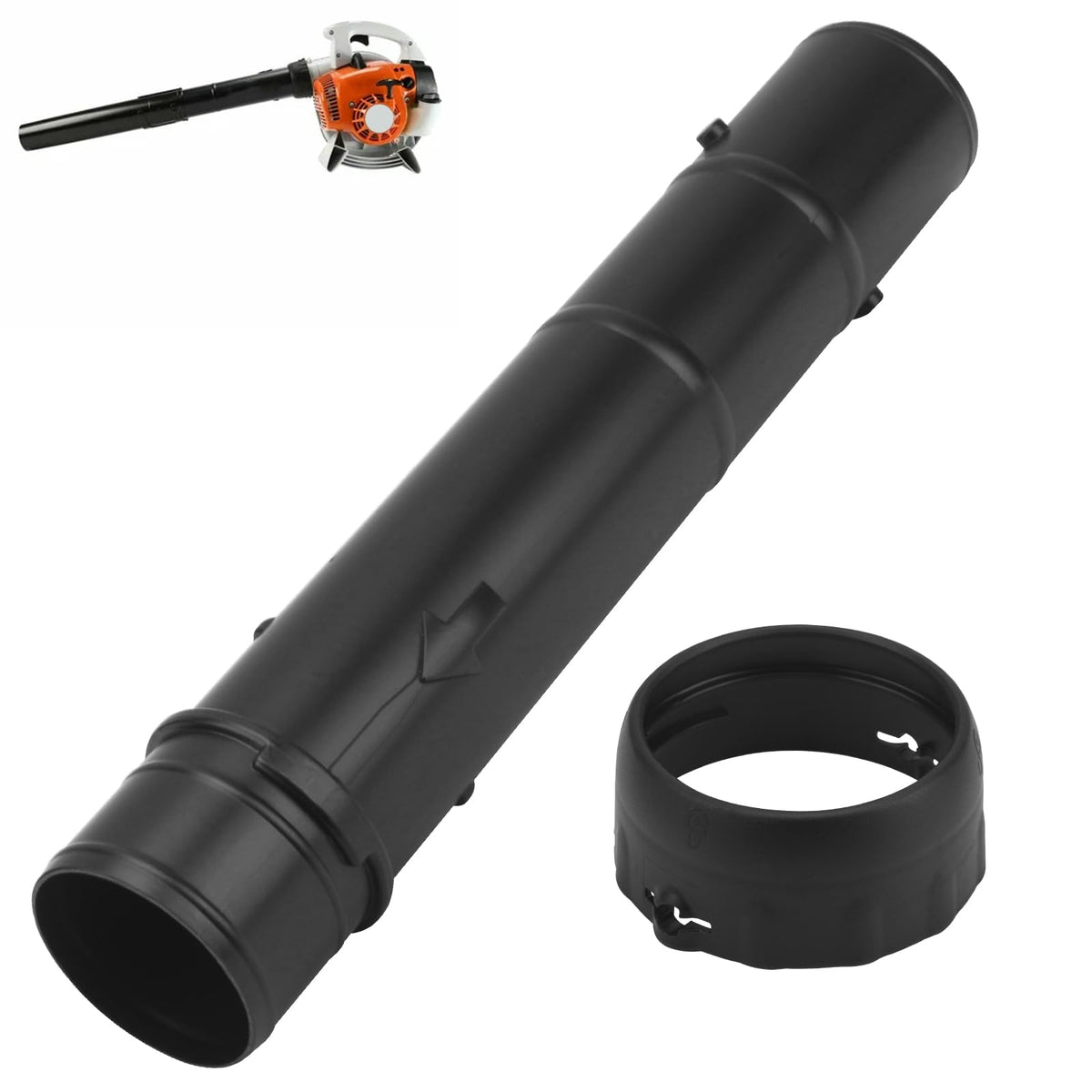 BIBIJIE leaf blower nozzle with lock coupling for secure attachment and improved airflow.