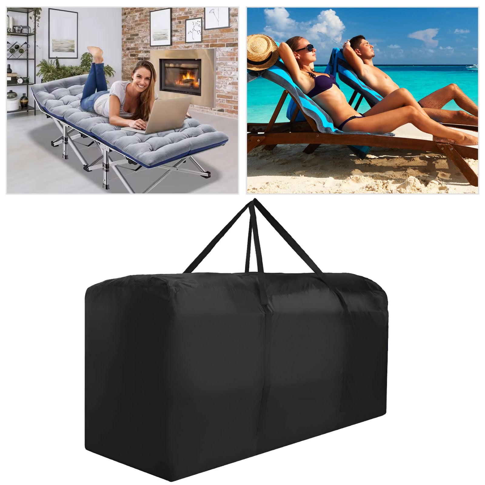 Bicherub cushion bag features sturdy handles for easy transport.