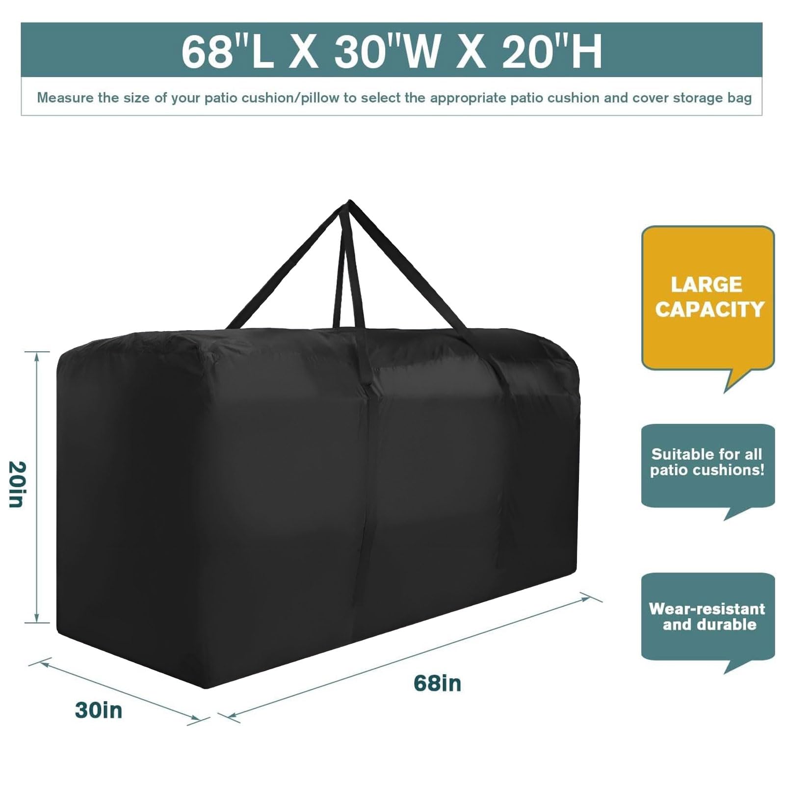 Bicherub easy-clean cushion storage bag; wipe clean and dry quickly.