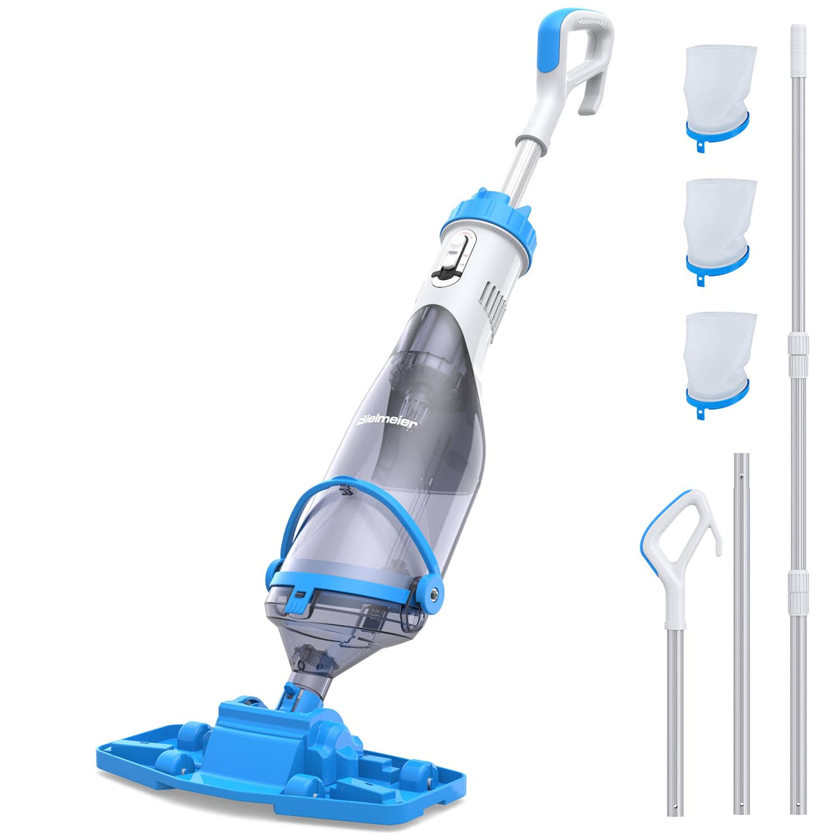 BIELMEIER handheld pool vacuum with strong suction for quick debris removal.