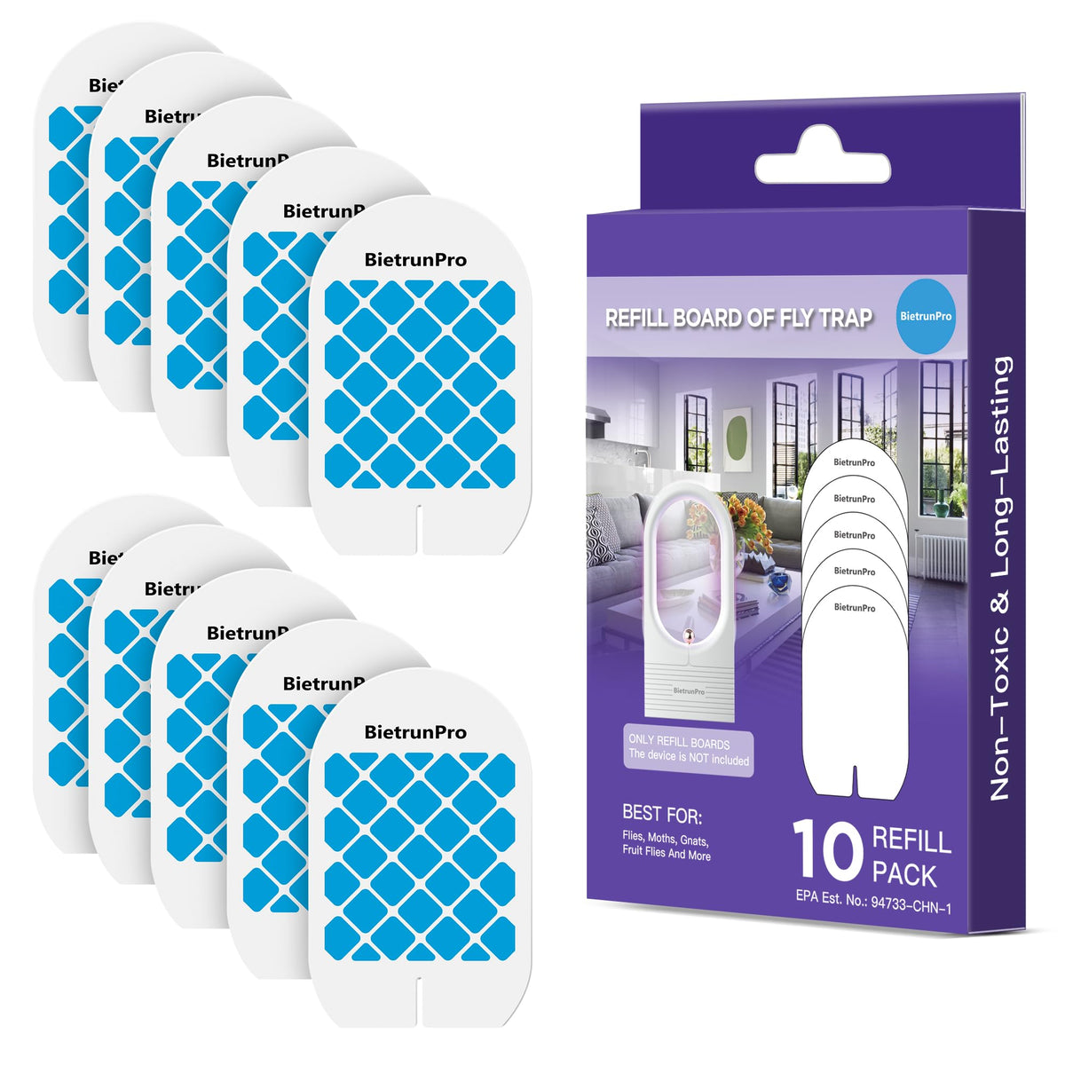 BietrunPro 10-pack refill box for continuous indoor pest control.