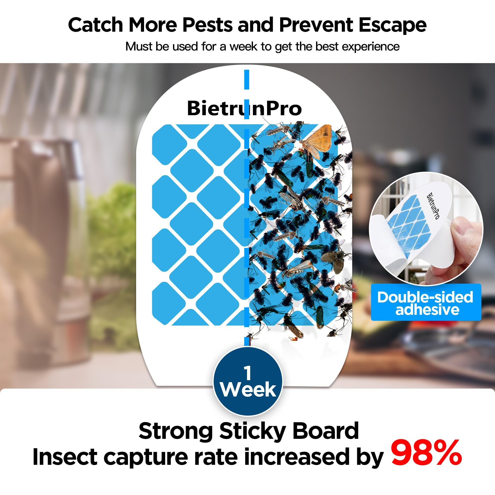 BietrunPro fruit fly trap lamps lit showing the 12 high‑quality bulbs