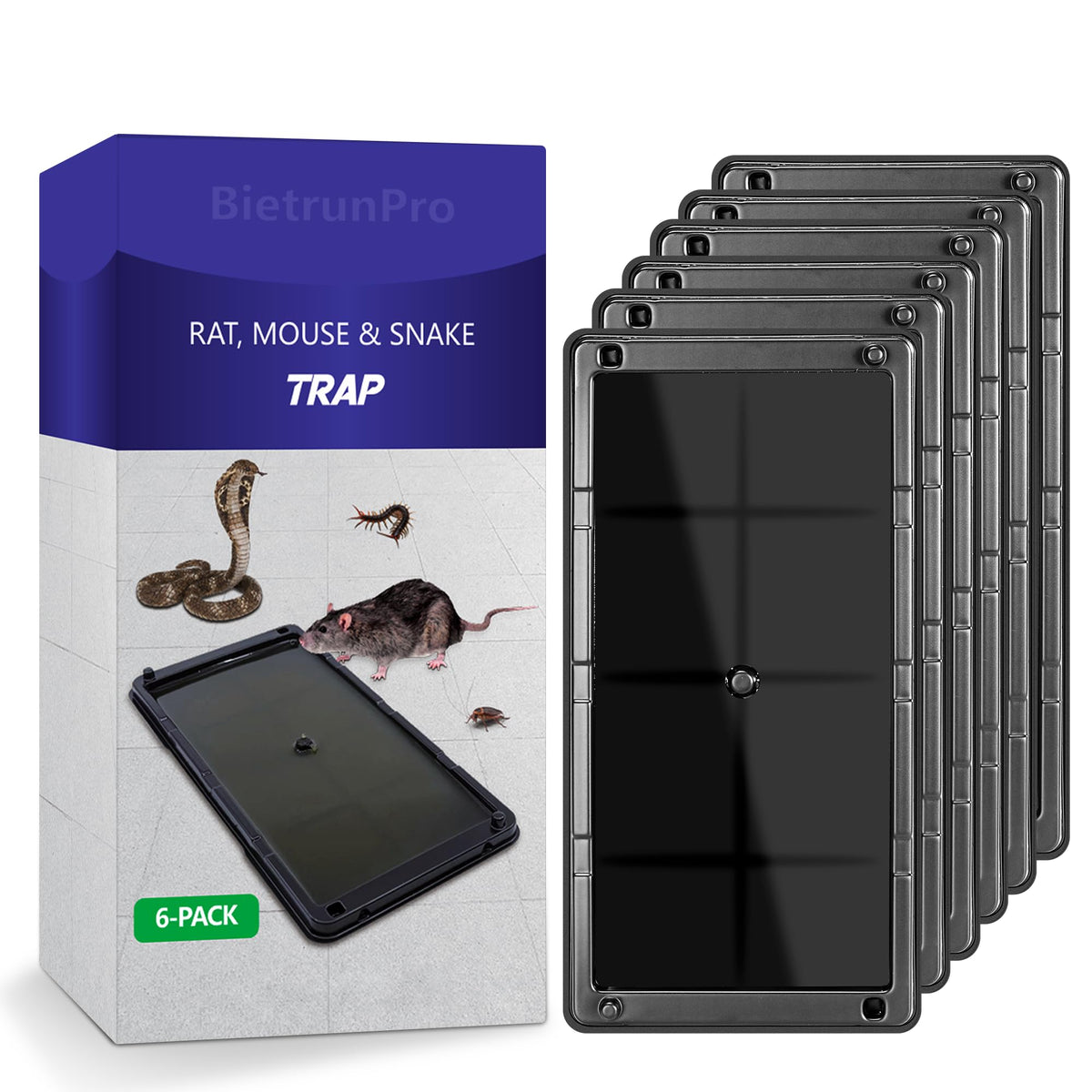 BietrunPro glue traps 6-pack prebaited, ready for indoor pest capture.