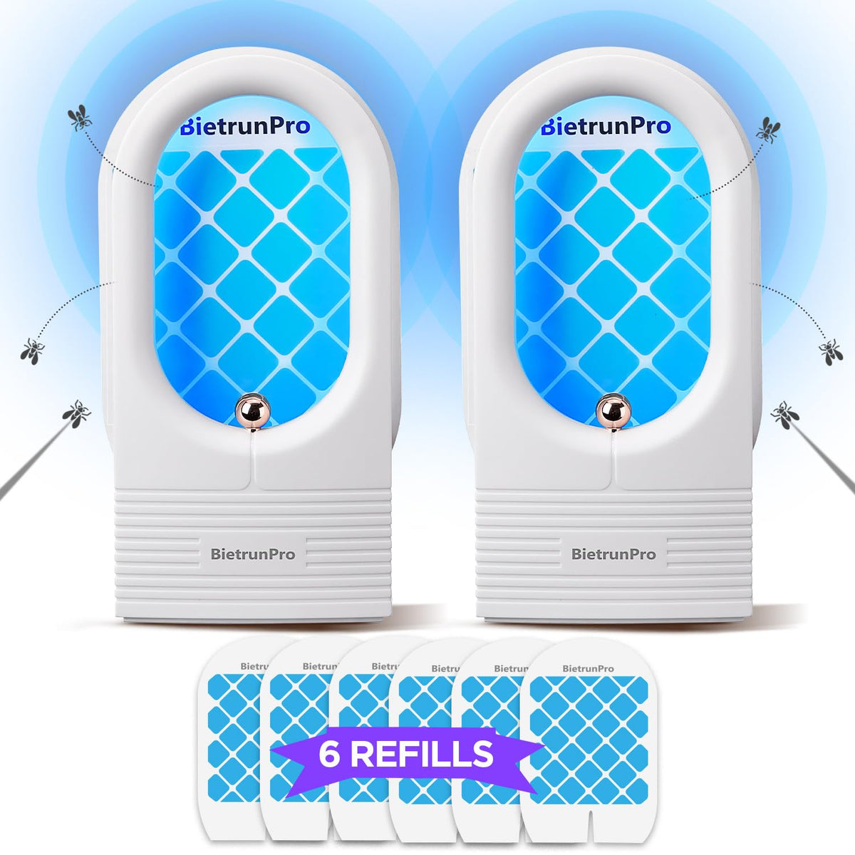 BietrunPro indoor fruit fly trap front view with UV/blue lights attracts pests.