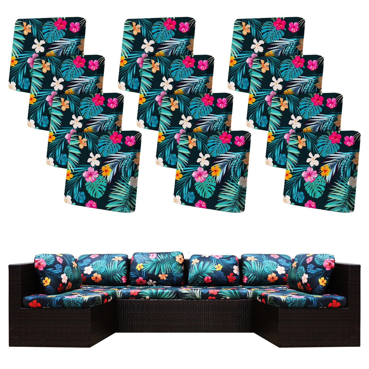 BIETYONE 12-pack stretch cushion covers pack for outdoor cushions, easy decor refresh.