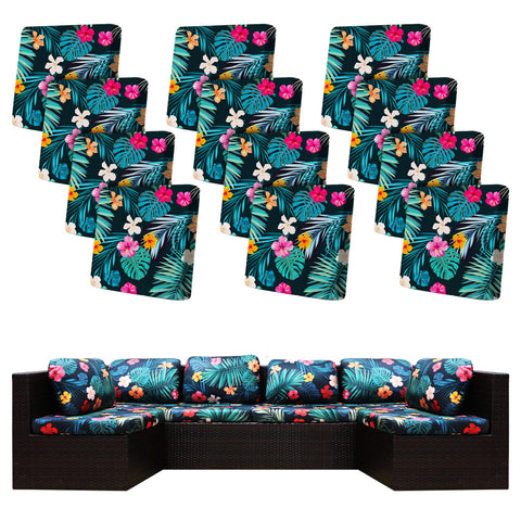 BIETYONE 12-pack stretch cushion covers pack for outdoor cushions, easy decor refresh.