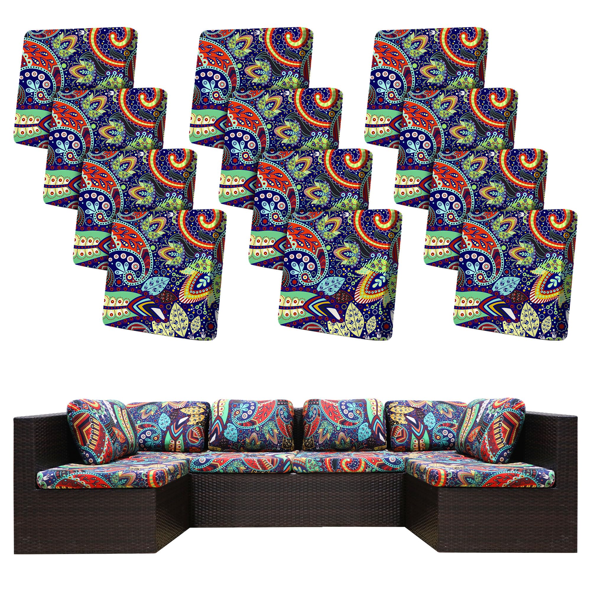 BIETYONE 12pc stretch outdoor cushion covers pack in Rococo color refreshing patio furniture.