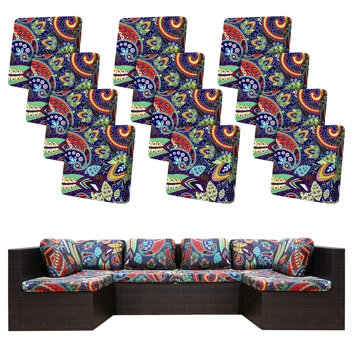 BIETYONE 12pc stretch outdoor cushion covers pack in Rococo color refreshing patio furniture.