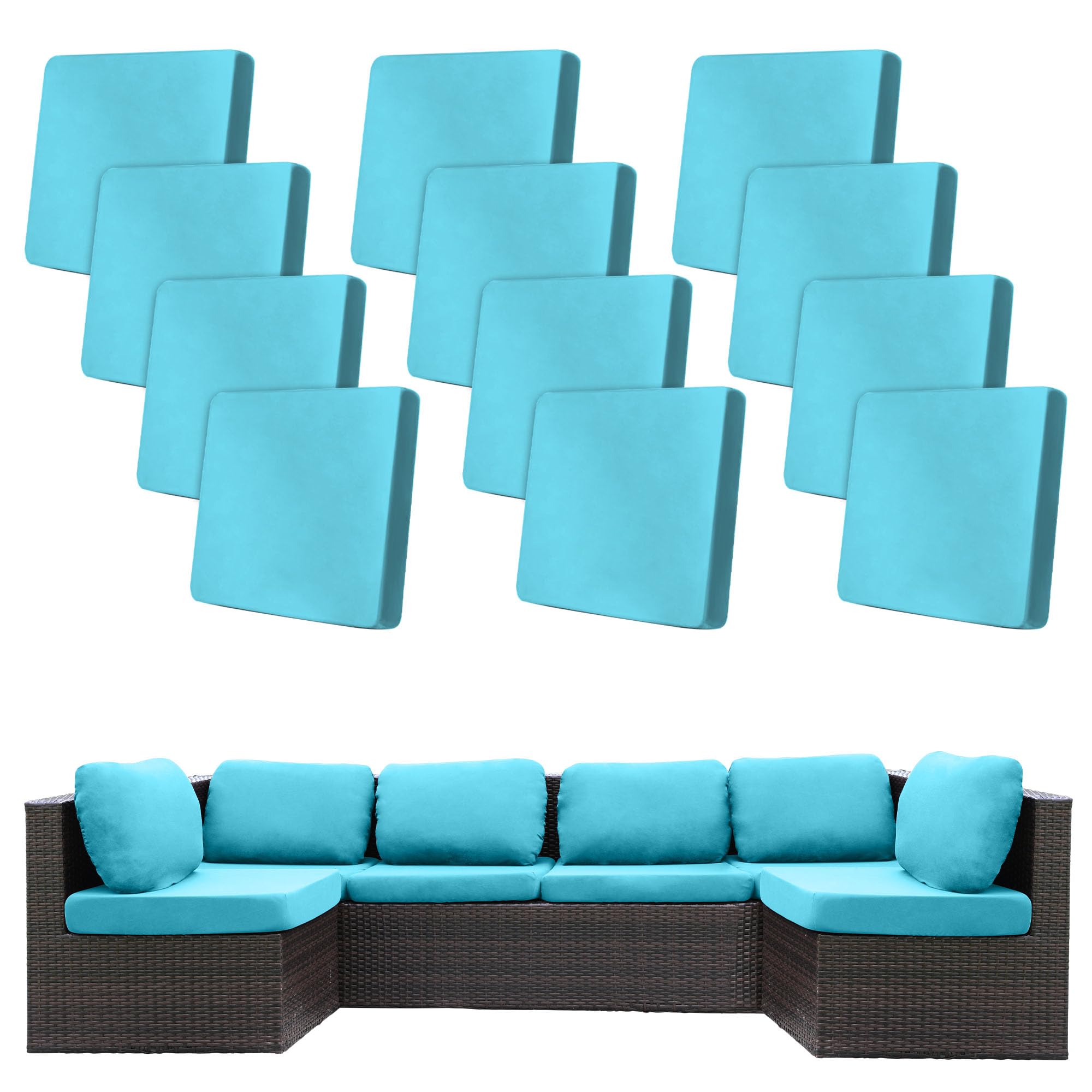 BIETYONE sky blue stretch cushion cover set protects outdoor cushions from wear.