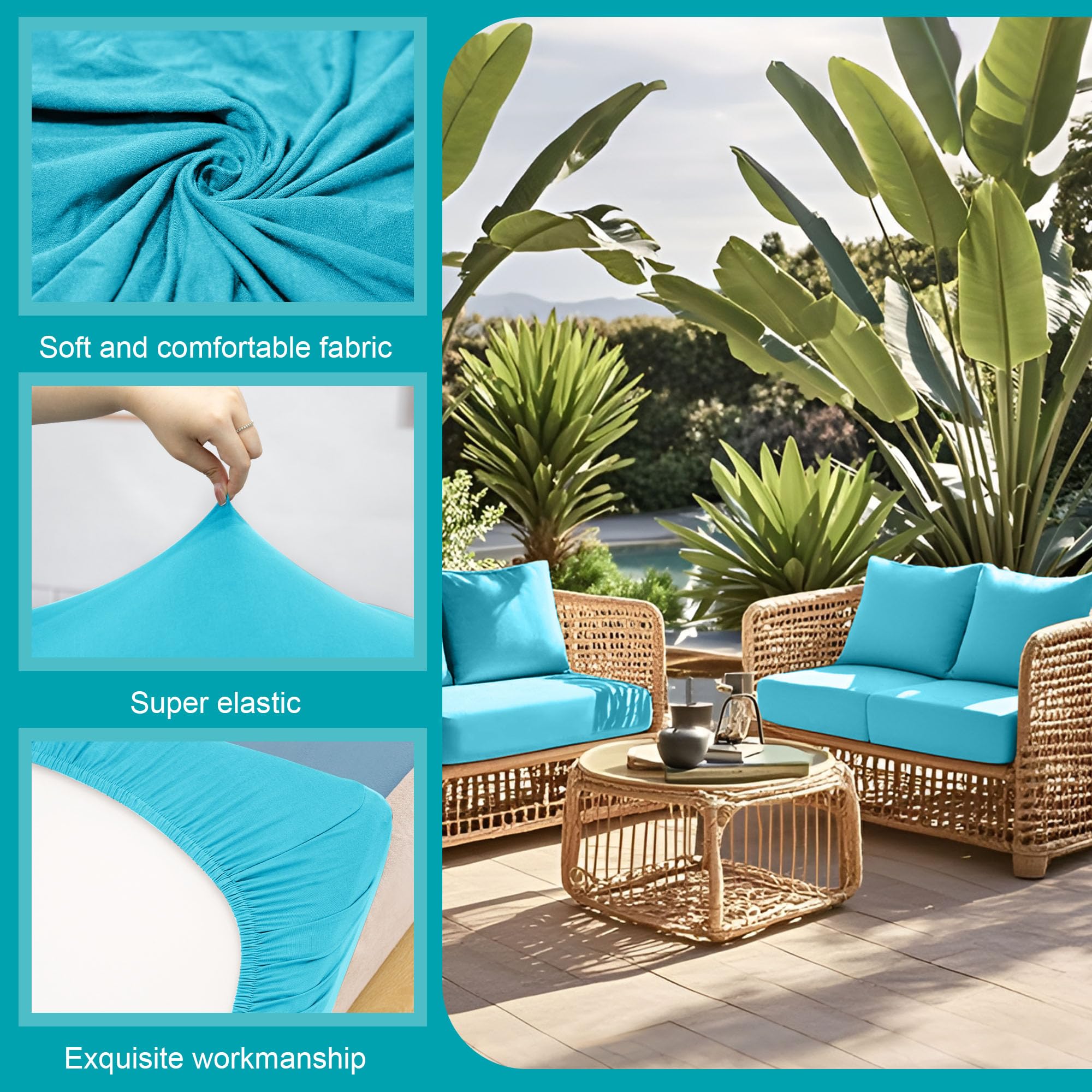 BIETYONE sky blue stretch cushion cover hugs cushions for a neat, tailored look.
