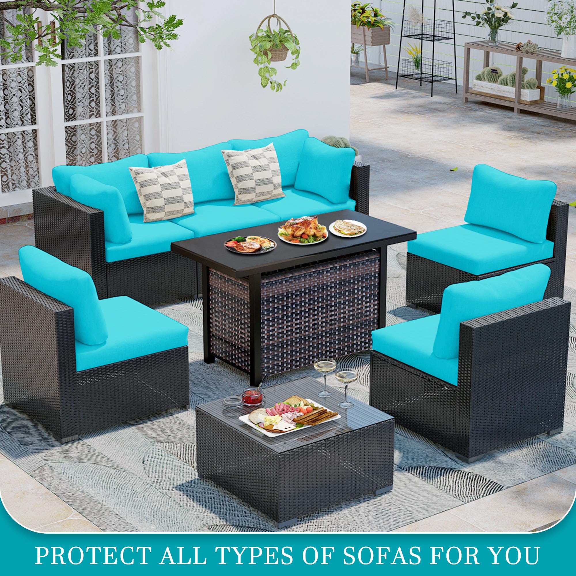 BIETYONE sky blue cushion covers guard against daily wear on outdoor furniture.