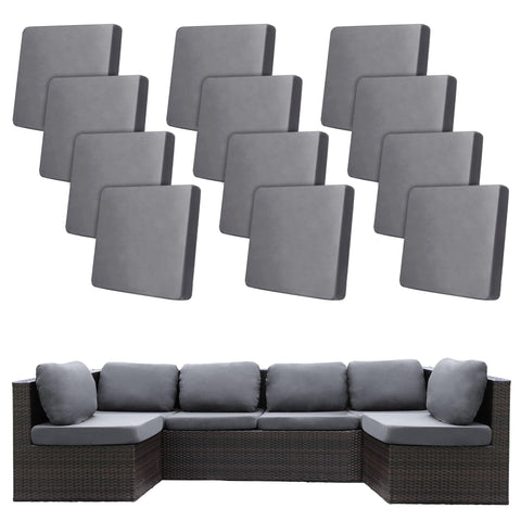 BIETYONE 12Pcs stretch cushion covers pack in grey to refresh outdoor cushions.