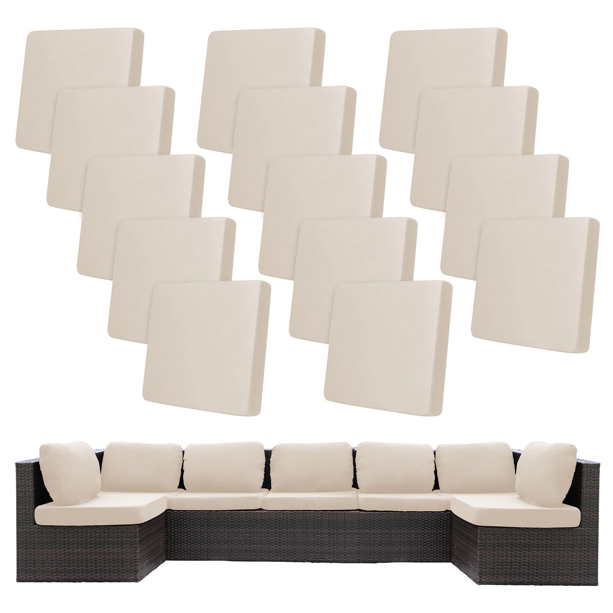BIETYONE 14-piece stretch patio cushion covers in beige for easy sofa refresh