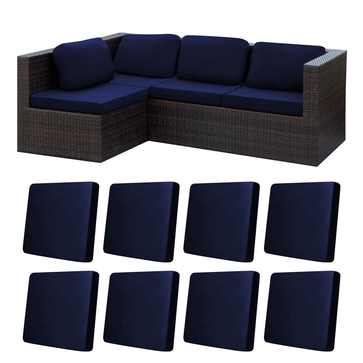 BIETYONE 8pc stretch cushion covers in navy blue protect sofa cushions from wear