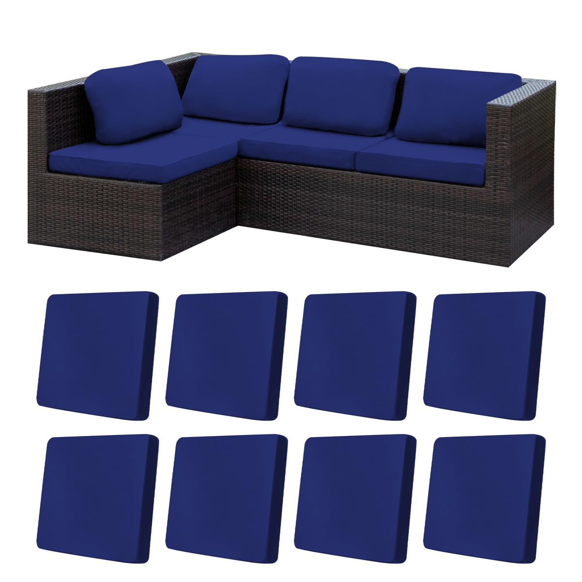 BIETYONE 8-piece stretch patio cushion cover pack for versatile sofa fit.