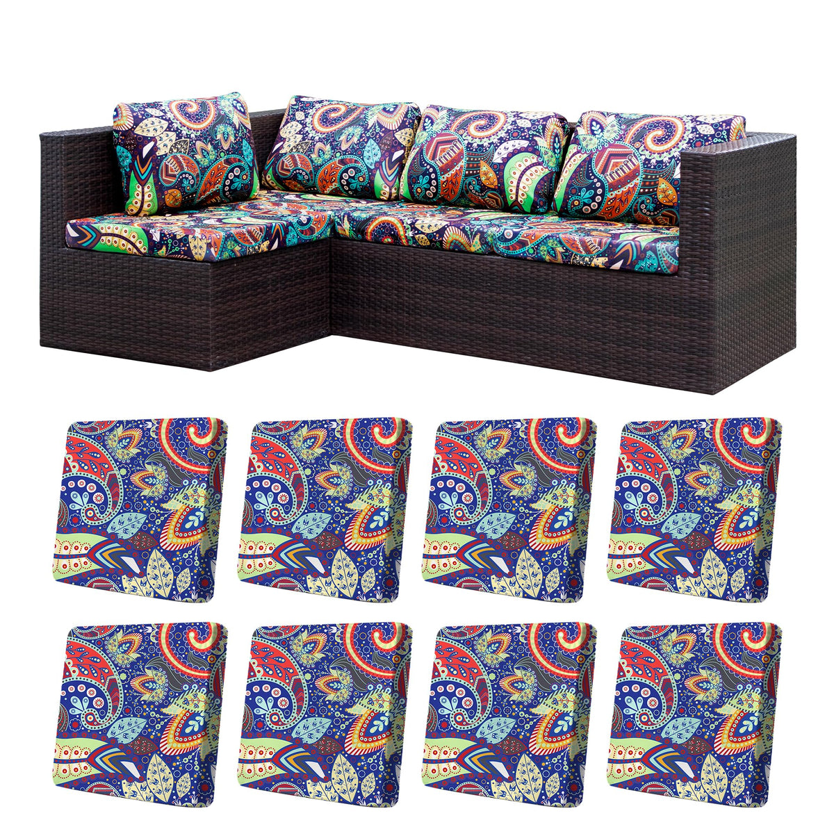 BIETYONE 8-piece stretch cushion cover pack fits patio cushions smoothly and protects them.
