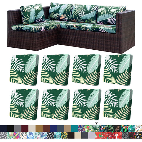 BIETYONE 8Pcs stretch cushion covers in Green Forest protect outdoor cushions with a flexible fit.
