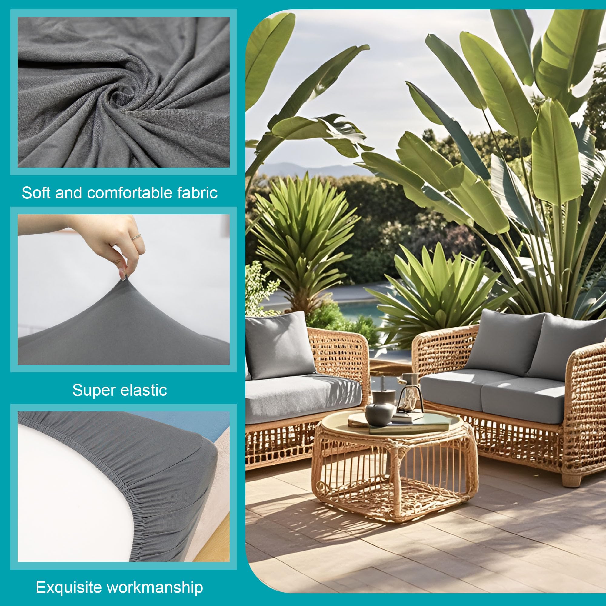 BIETYONE fitted cushion cover elastic grey secure fit on various cushion sizes.