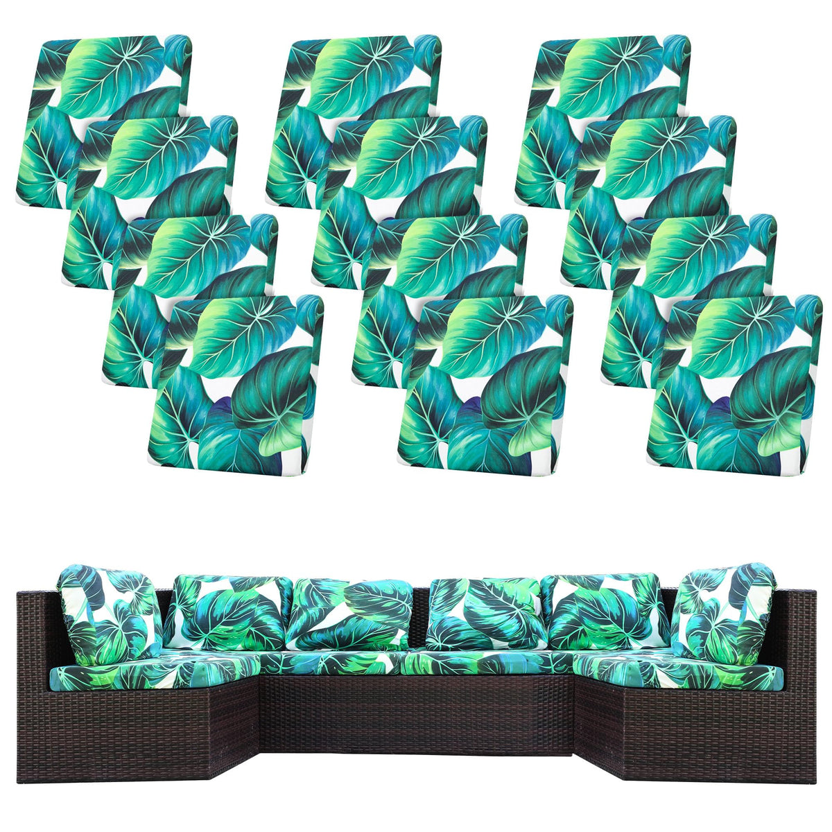 BIETYONE green leaf stretch cushion cover pack refreshes outdoor cushions