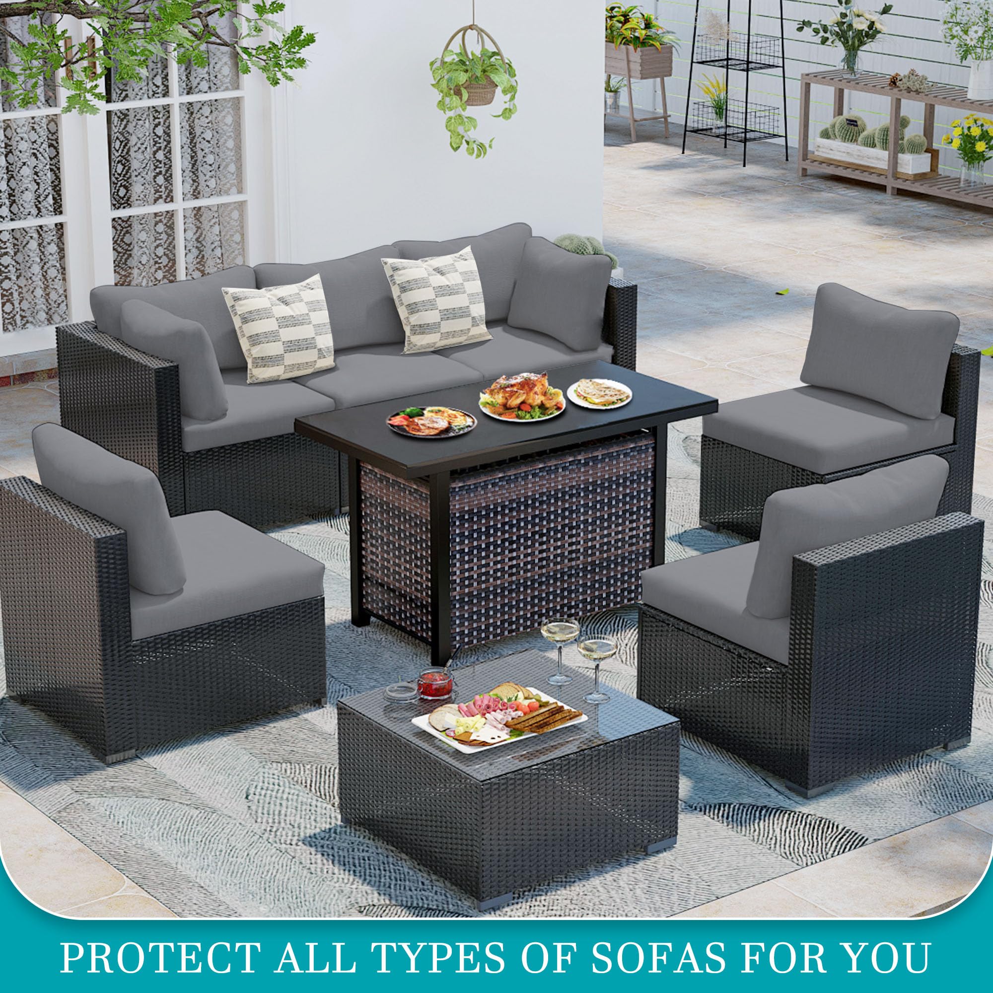BIETYONE machine-washable cushion cover grey for easy outdoor cleaning.