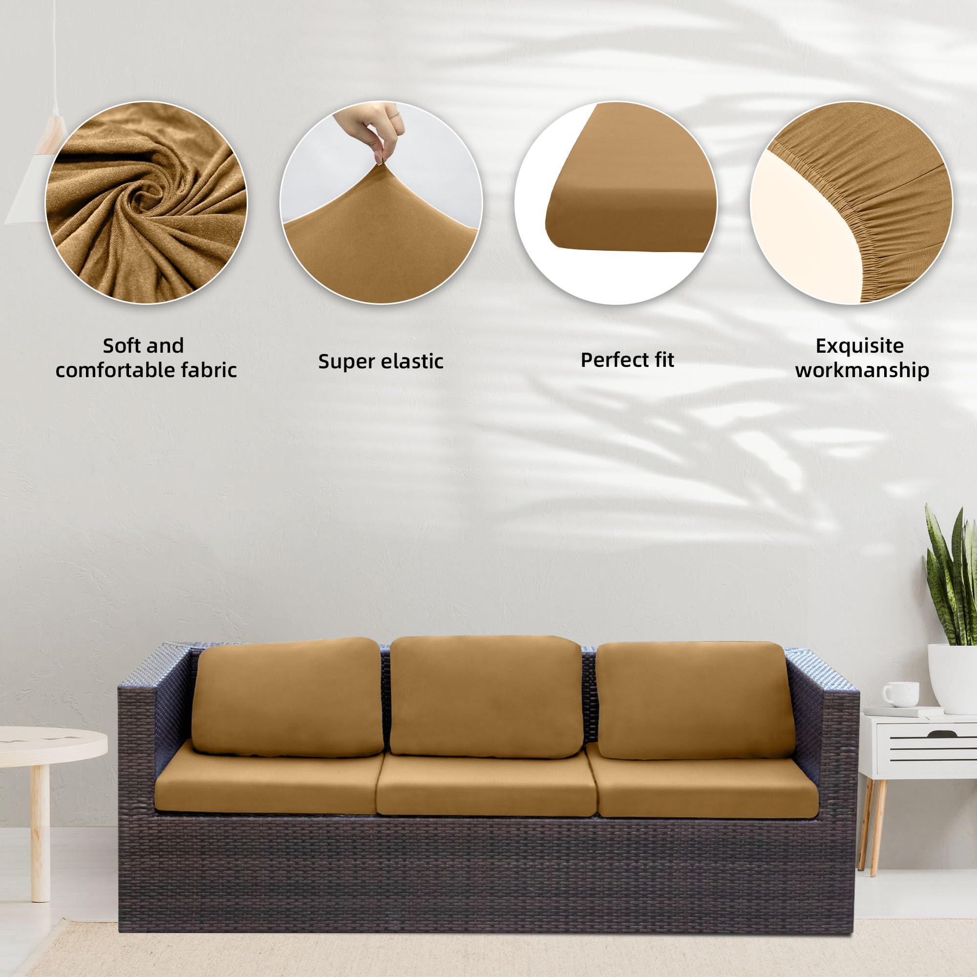 BIETYONE outdoor couch cushion cover on a sofa demonstrates weather-ready protection
