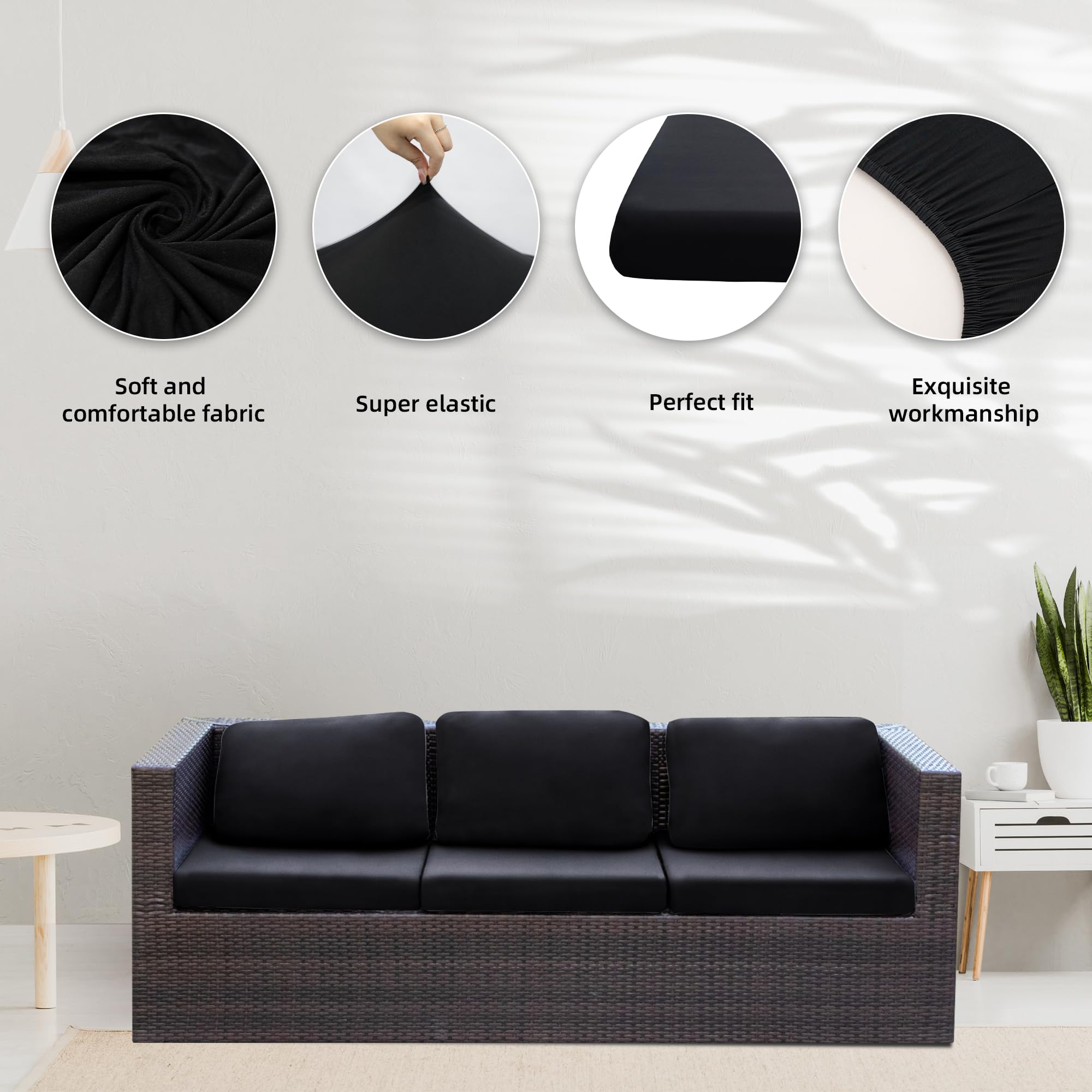 BIETYONE outdoor sofa cover black on couch demonstrates easy transformation.