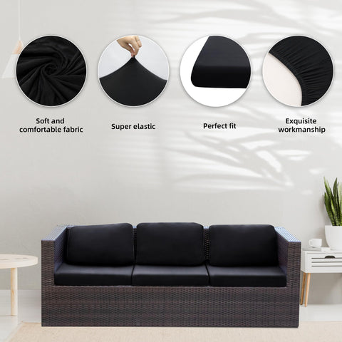 BIETYONE outdoor sofa cover black on couch demonstrates easy transformation.