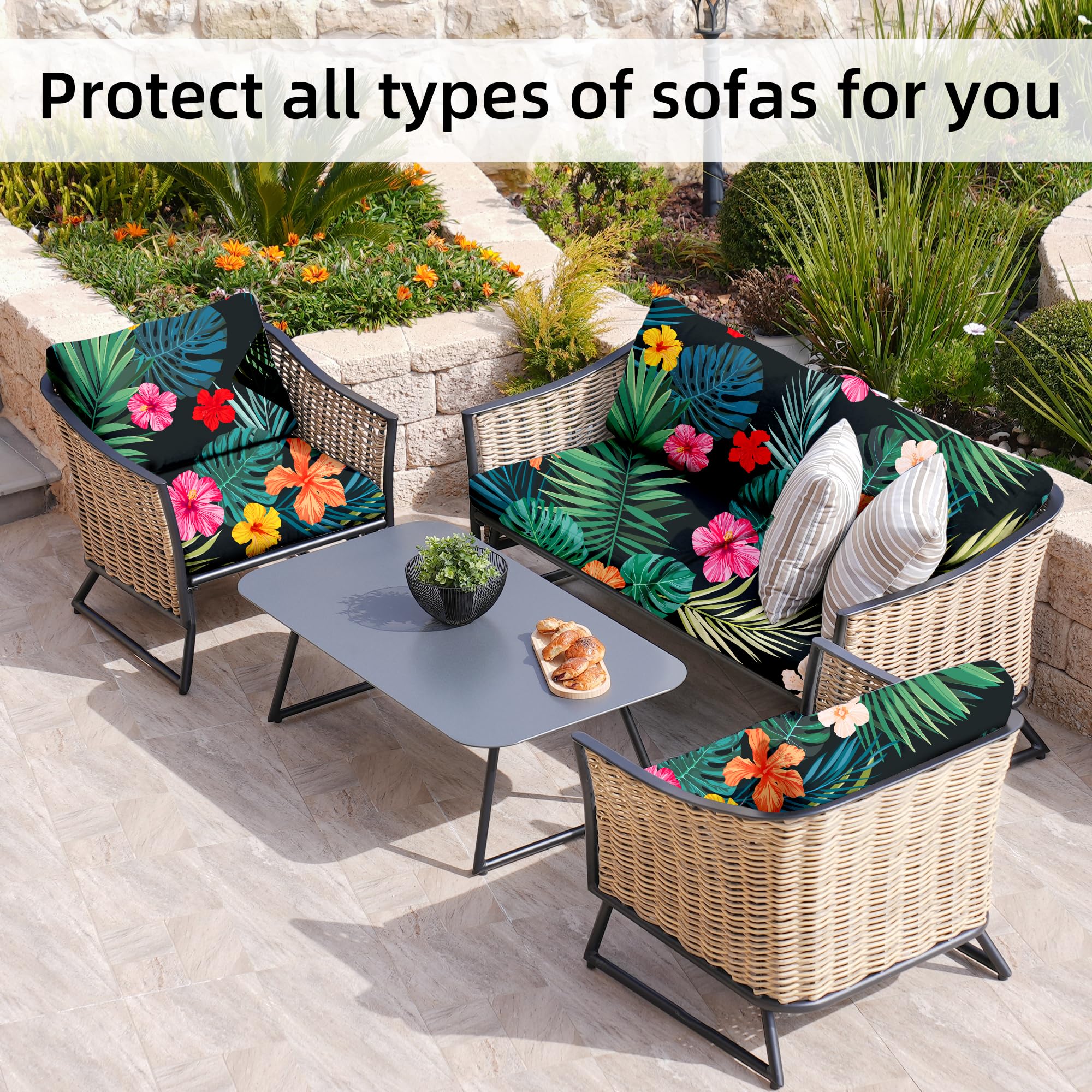 BIETYONE flowered leaves cushion cover enhances patio decor year round.