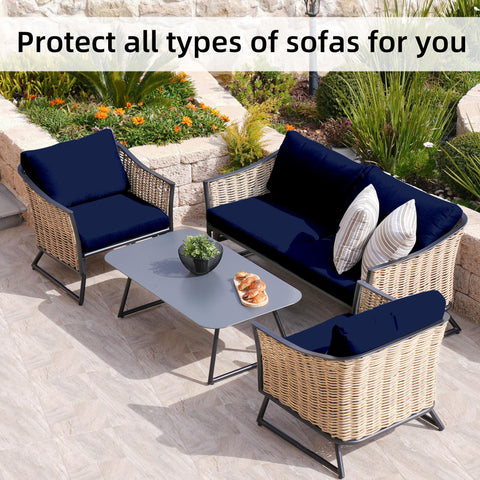 BIETYONE navy-blue sofa cover protects cushions from spills and daily wear