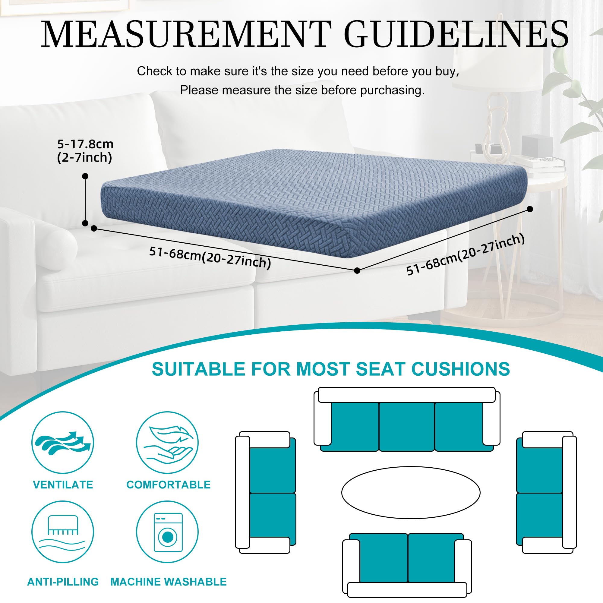 BIETYONE stretch outdoor cushion cover fits varied sofa shapes with high elasticity.
