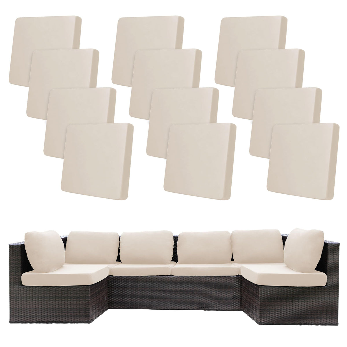 BIETYONE stretch patio cushion cover in beige with flexible-fit design for various cushions.