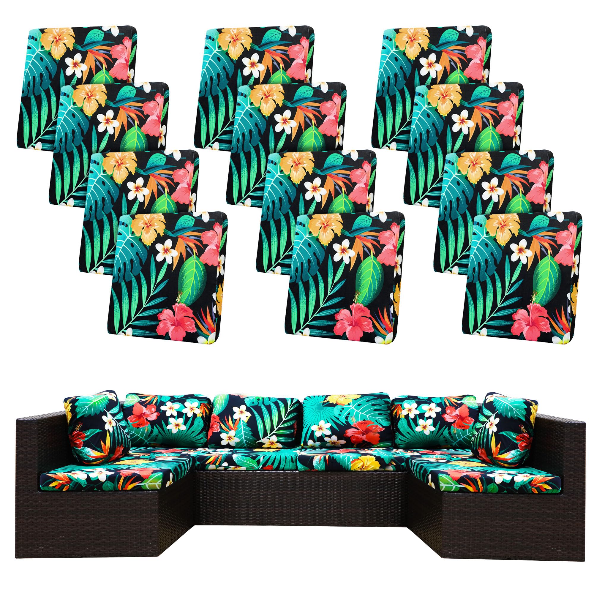 BIETYONE floral stretch patio cushion cover protecting outdoor cushions from wear and stains.