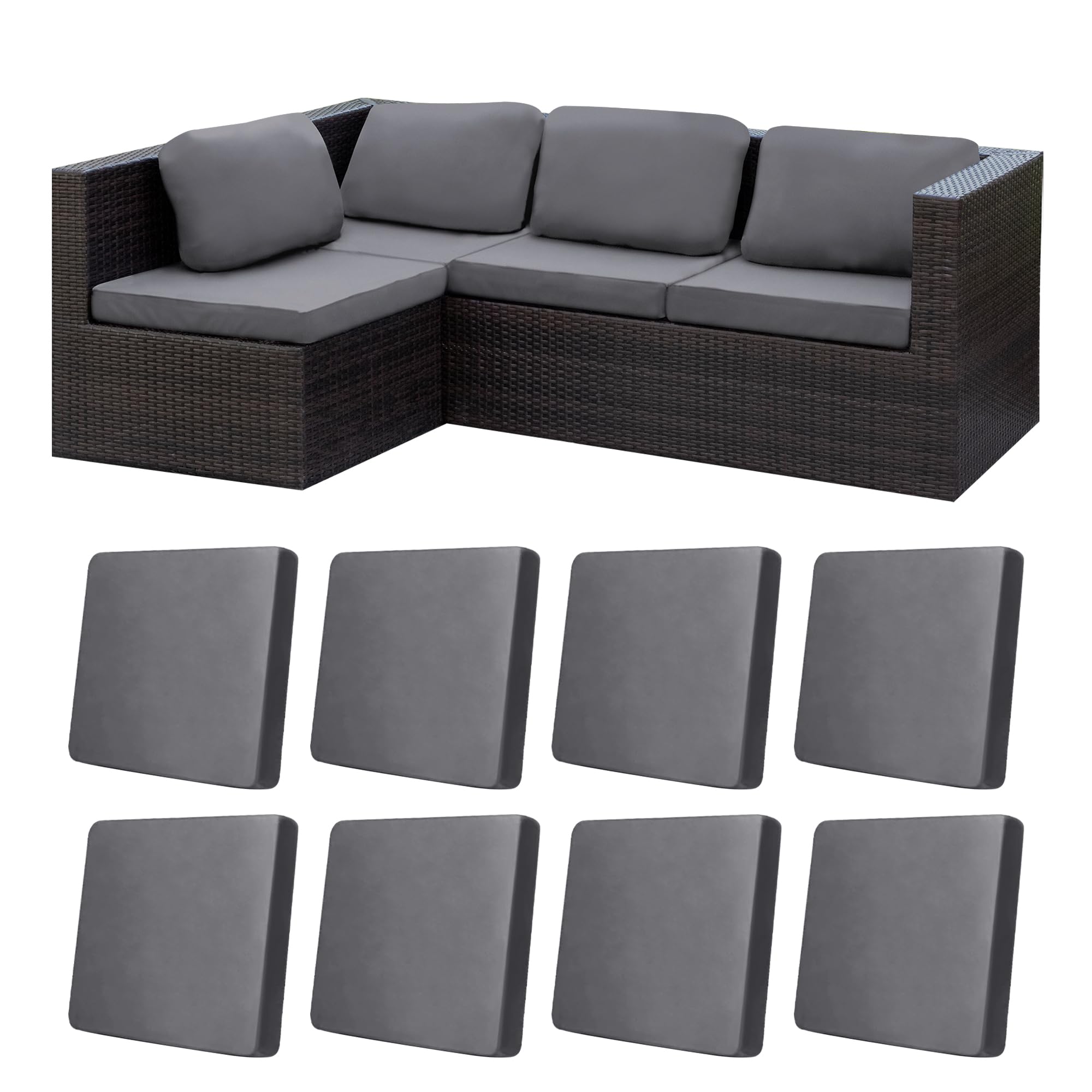 BIETYONE stretch patio cushion cover in gray provides easy, durable protection.