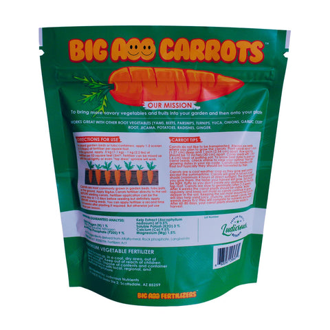 Big A Carrot Fertilizer sprinkled into soil for quick nutrient uptake.