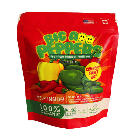 Big A Pepper Fertilizer bottle front promotes vibrant pepper growth.