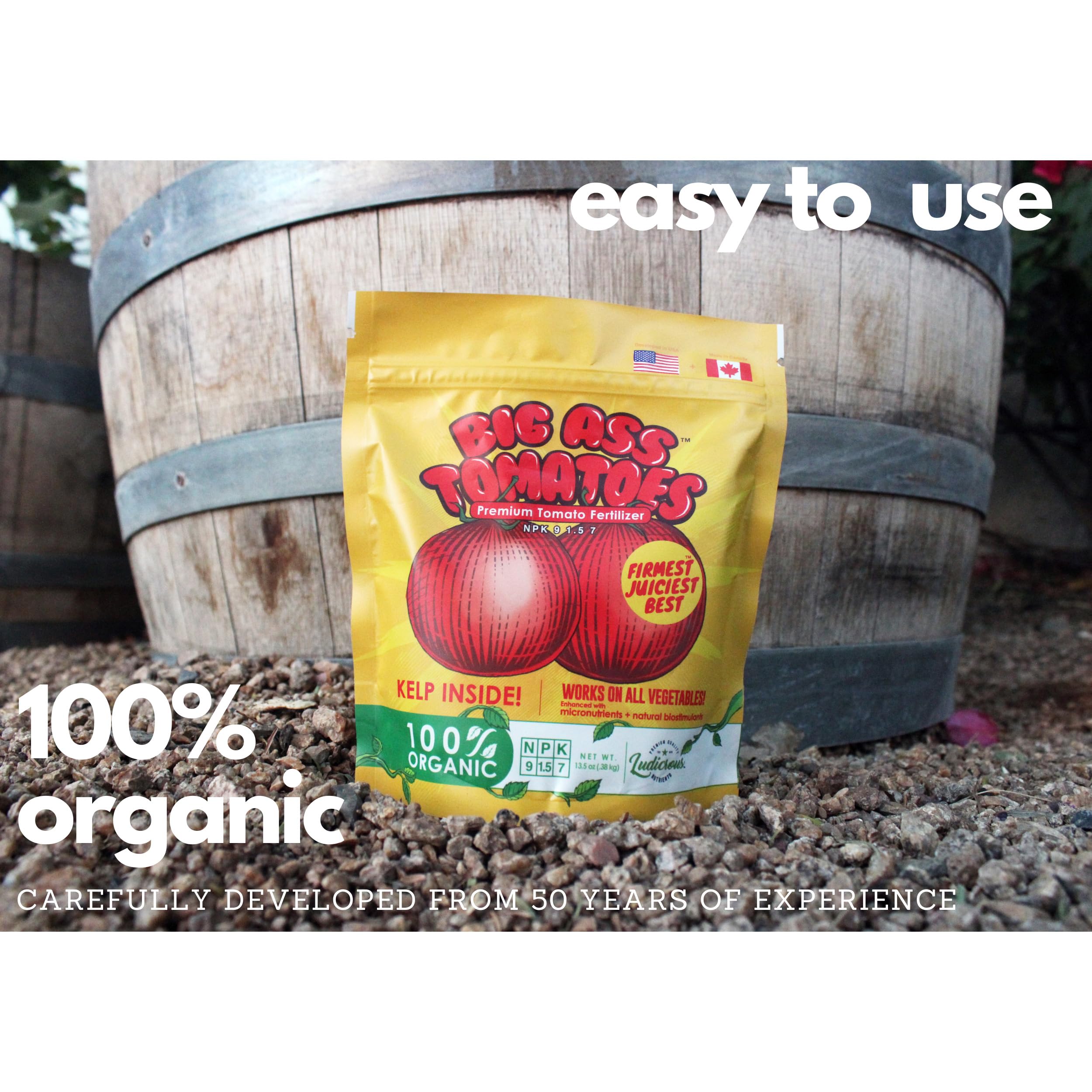 Outdoor vegetable garden benefiting from kelp based Big A fertilizer