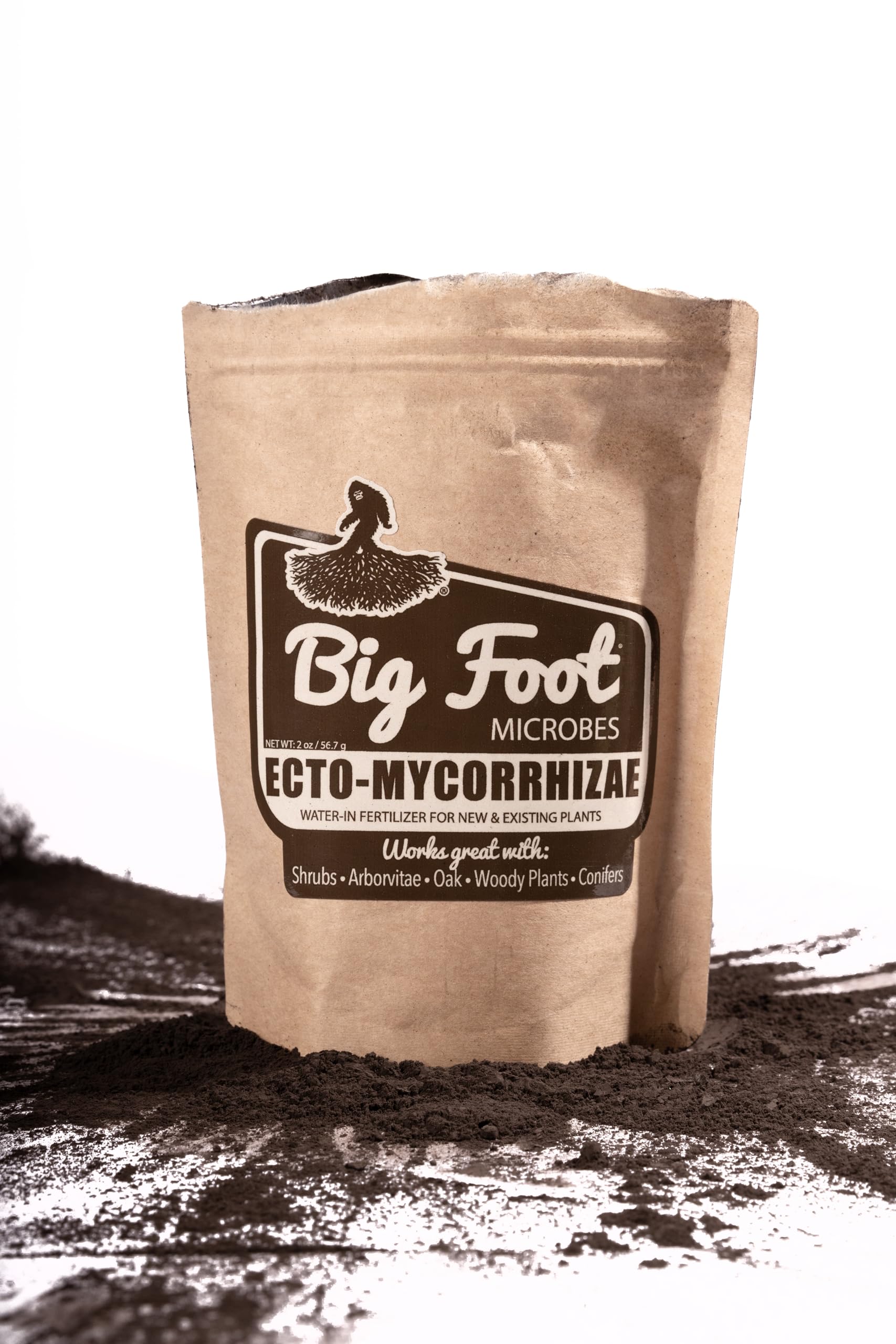 Big Foot Ecto Mycorrhizae supports growth in arborvitae, oaks, and conifers.