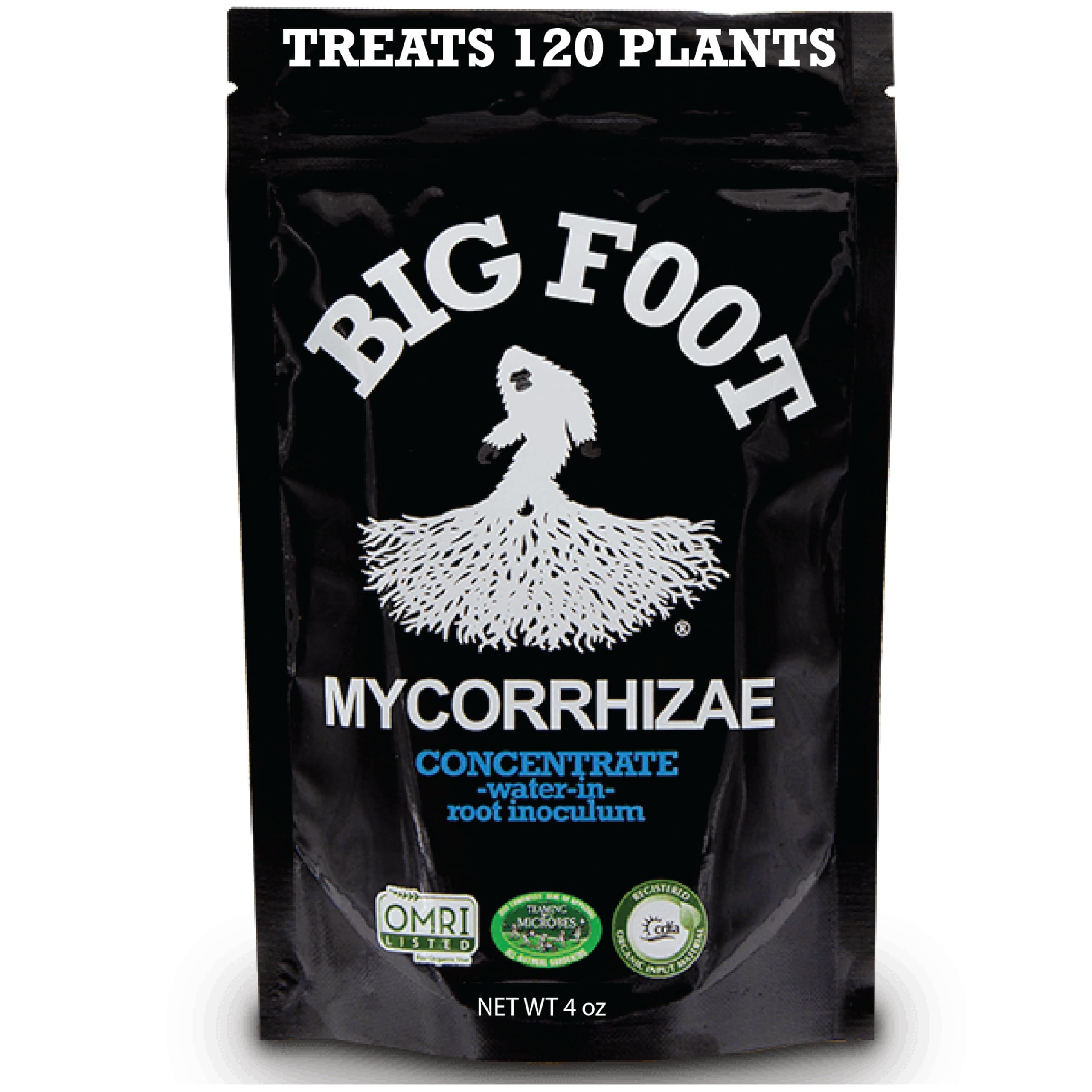 Big Foot mycorrhizae concentrate bottle being poured to support root growth.