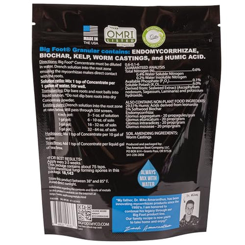 Big Foot Mycorrhizae fully dissolves in water for smooth mixing.