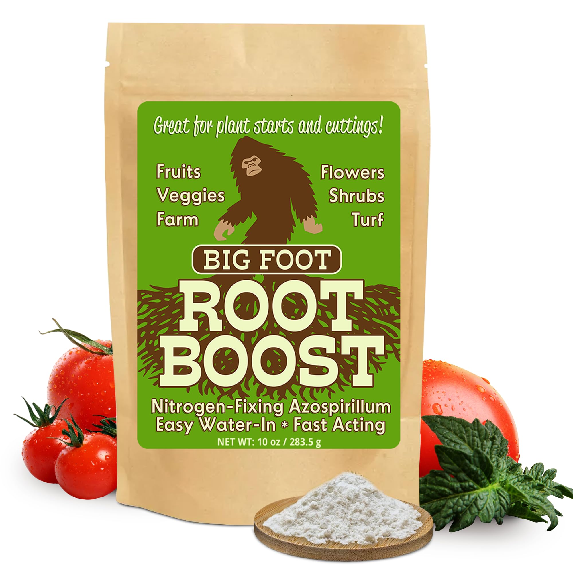 Big Foot Root Boost powder bottle supports healthier root growth for established plants.
