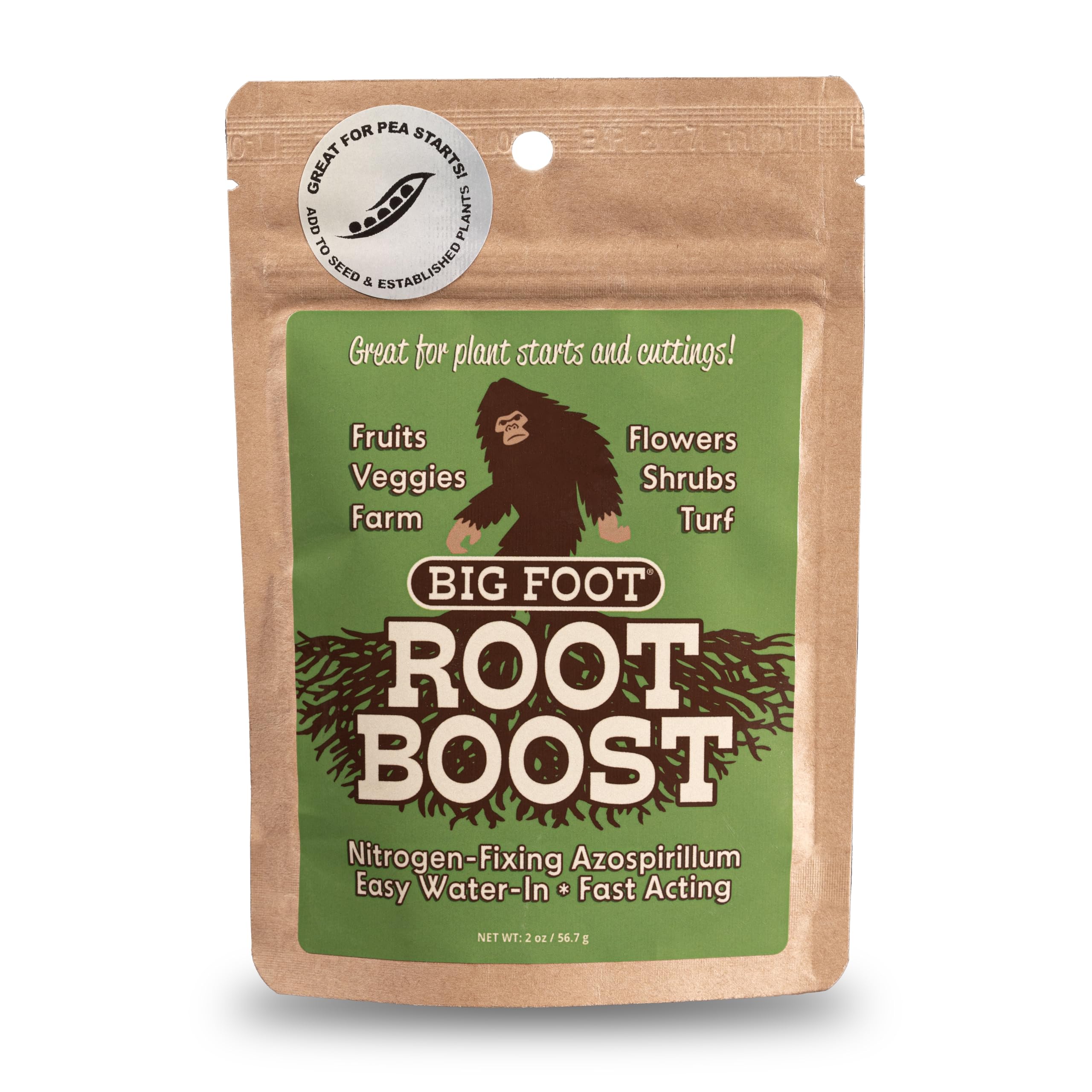 Big Foot Probiotic Root Boost powder packaging shown for easy store display and use