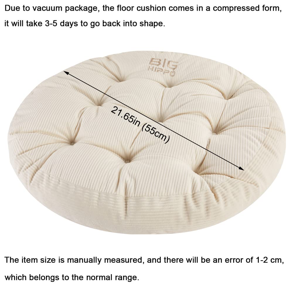 Big Hippo round floor pillow beige top view ideal for meditation