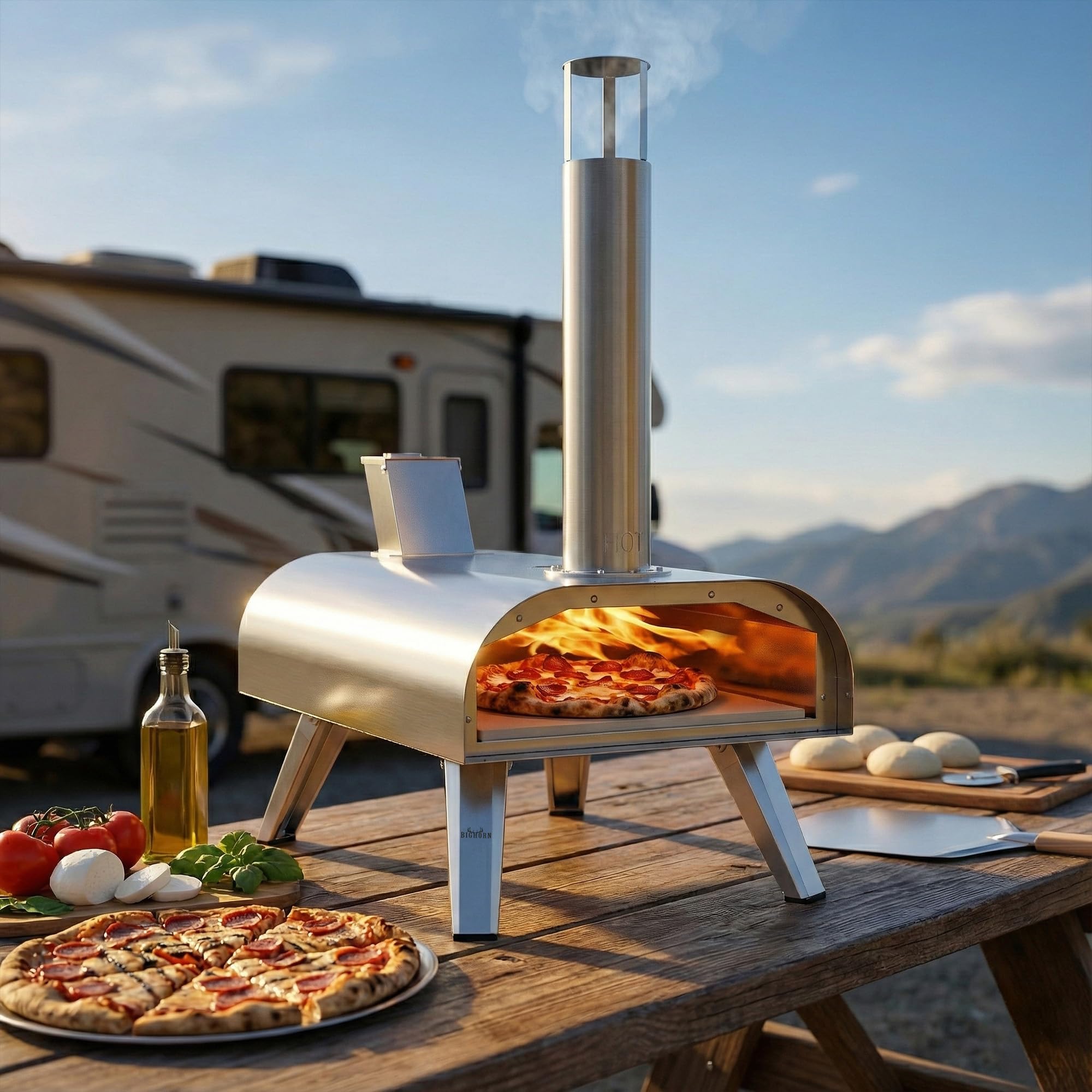 BIG HORN 12-Inch Pizza Oven electric-burner attachment ready for indoor use