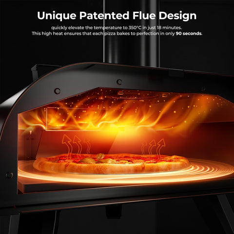 BIG HORN 12-Inch Pizza Oven gas-burner attachment connected for quick pizzas