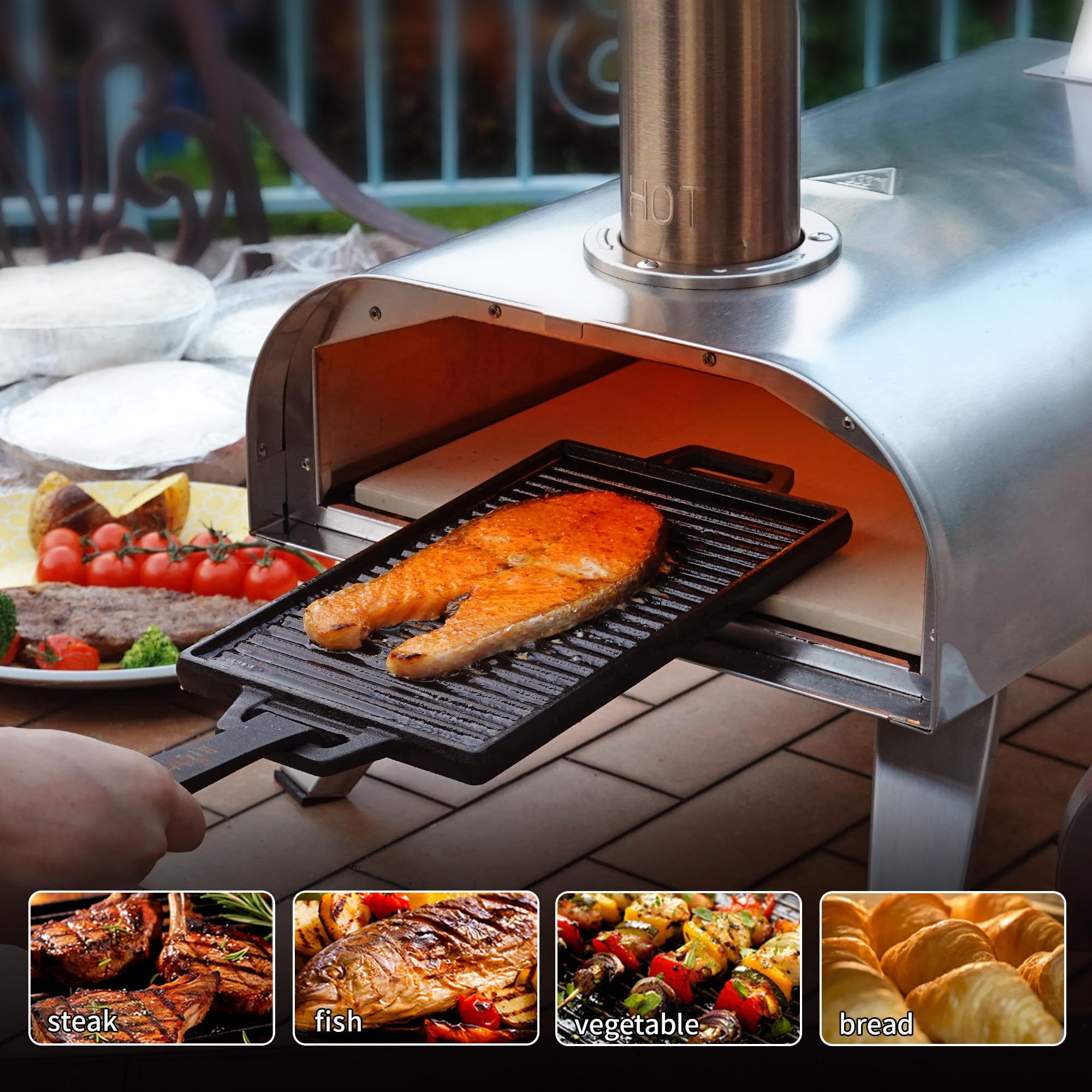 BIG HORN 12-Inch Pizza Oven indoor-outdoor use in all-weather setup