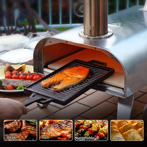 BIG HORN 12-Inch Pizza Oven indoor-outdoor use in all-weather setup