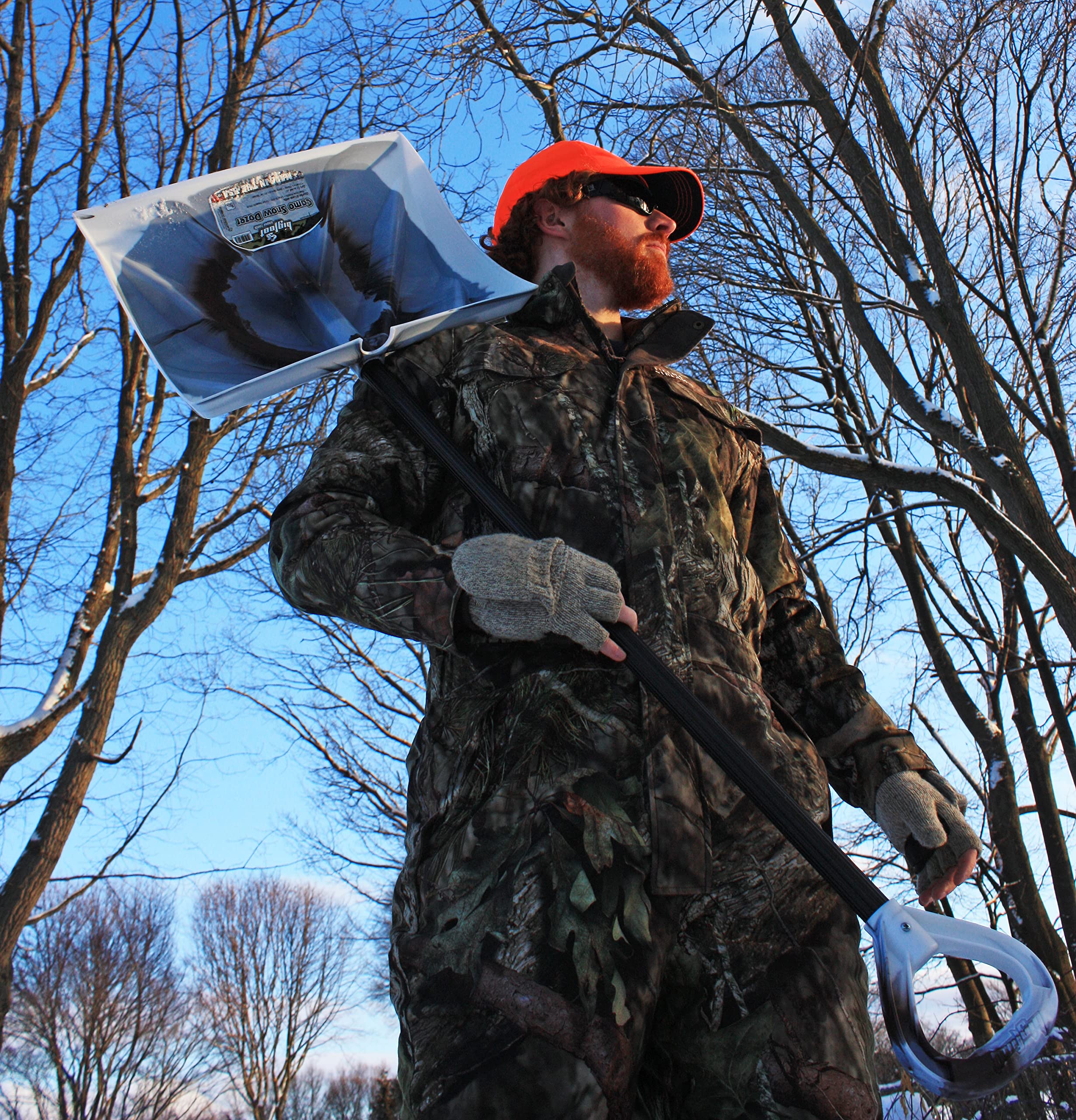 Bigfoot SnoDozer Arctic Camo reinforced steel-core handle for durability