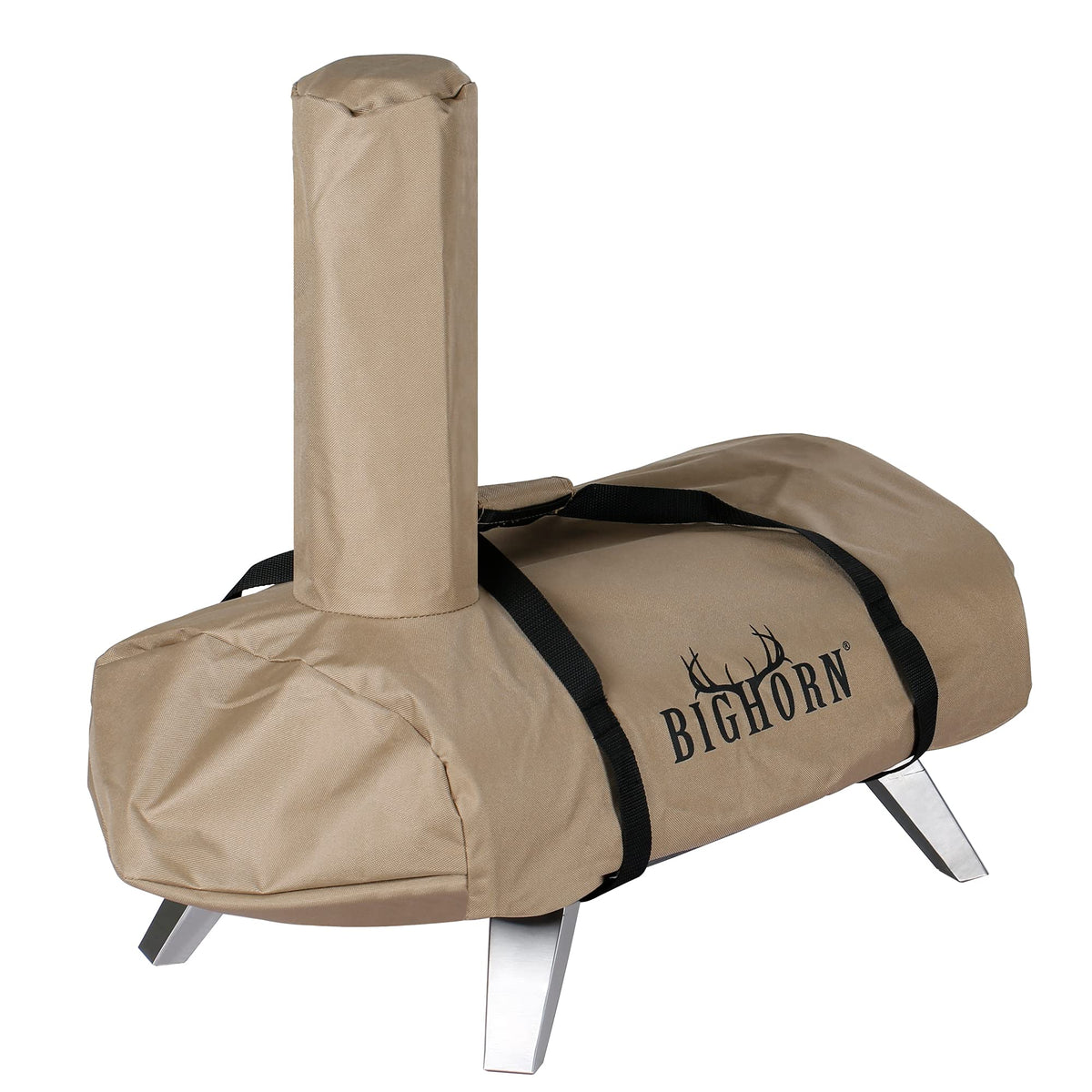 BIG HORN 12-inch pizza oven cover on oven shields from rain and dust.