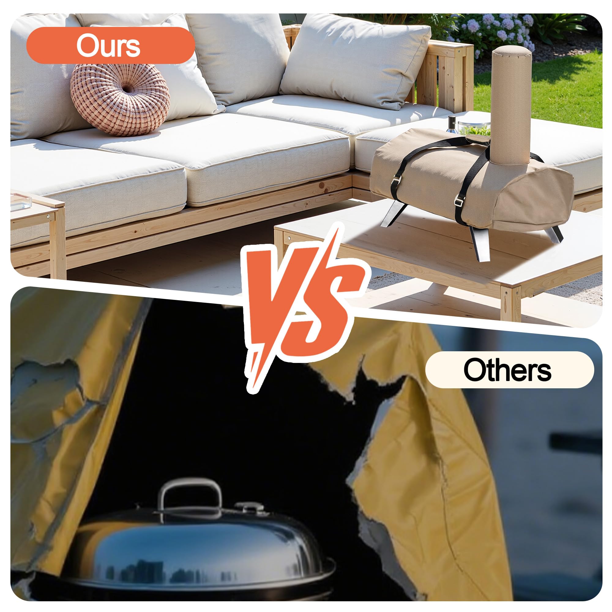 BIG HORN oven cover includes storage bag for off-season storage.