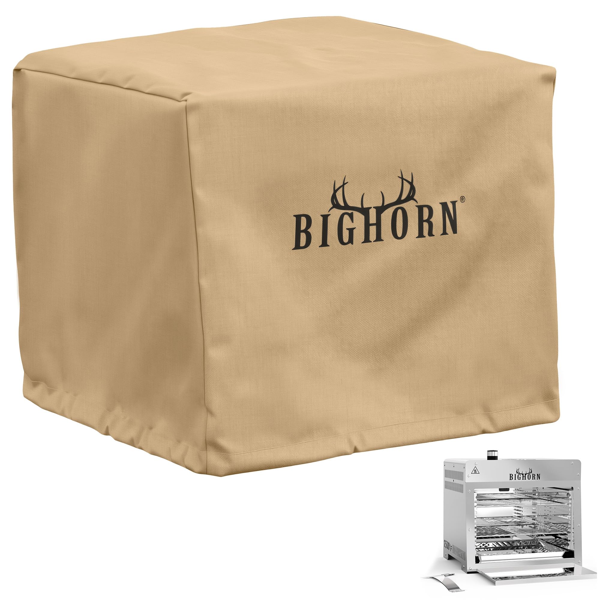 BIG HORN OUTDOORS infrared grill cover shows durable materials protecting from rain and wind